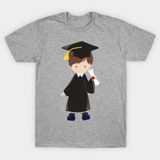 Graduation Boy, Cute Boy, Brown Hair, Diploma T-Shirt